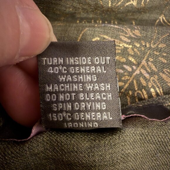 Olivia & Martin Top Women Medium Metalic Foliage Tie Front V Neck Blouse - Picture 7 of 7